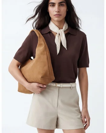 Tricou polo cu model uni, Maro inchis