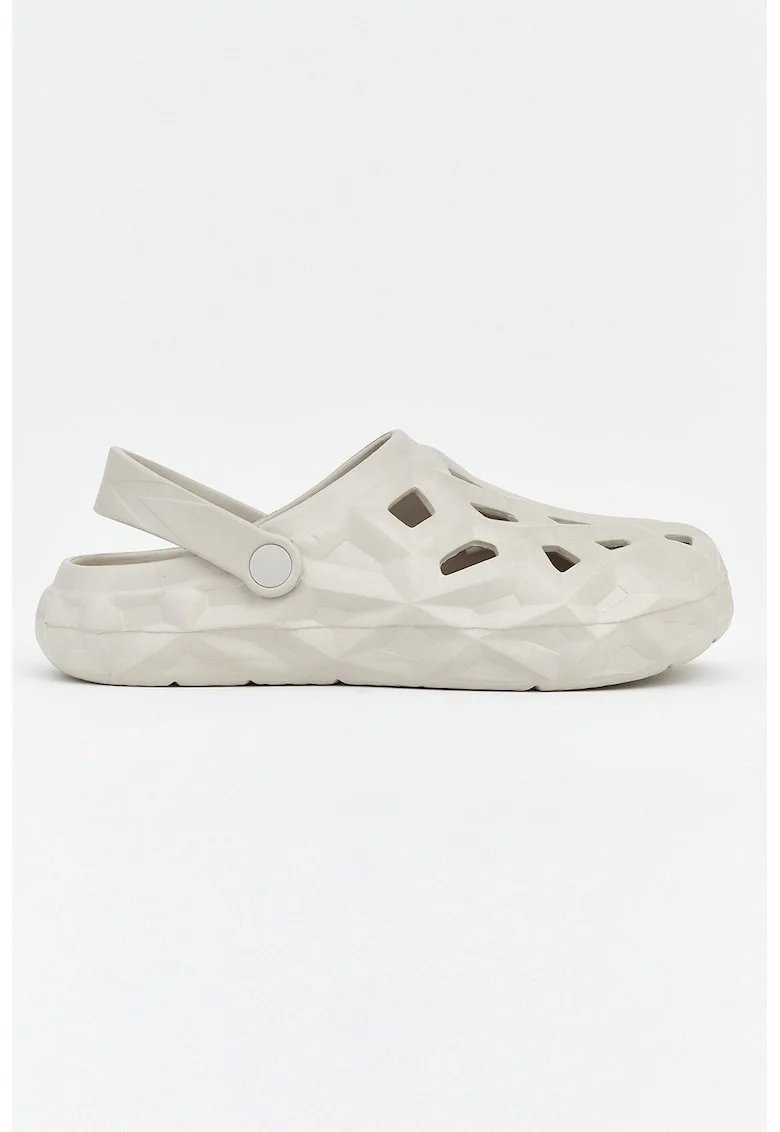 Saboti slingback cu aspect texturat, Grej