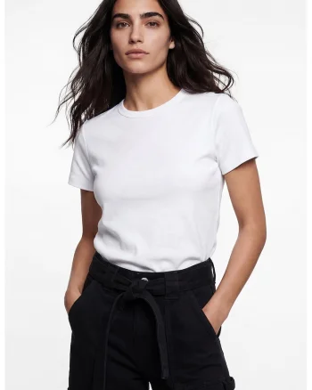 Tricou uni cu croiala slim-fit, Alb optic