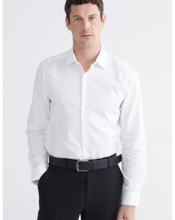 Camasa slim fit de bumbac, Alb optic