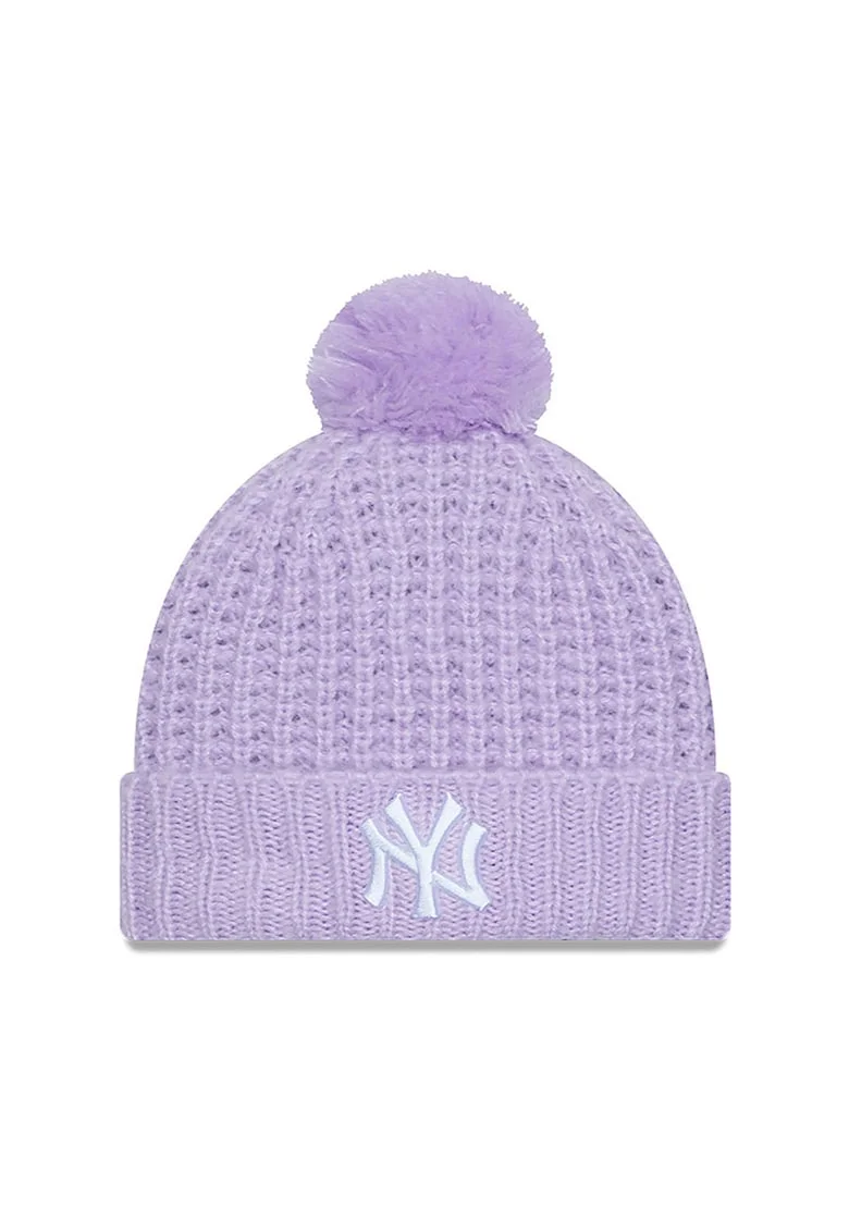 Caciula dama  NY Yankees, manseta rasucita, mov, acril