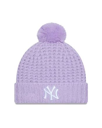 Caciula dama  NY Yankees, manseta rasucita, mov, acril
