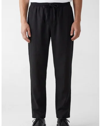 Pantaloni din bumbac cu talie ajustabila, Negru