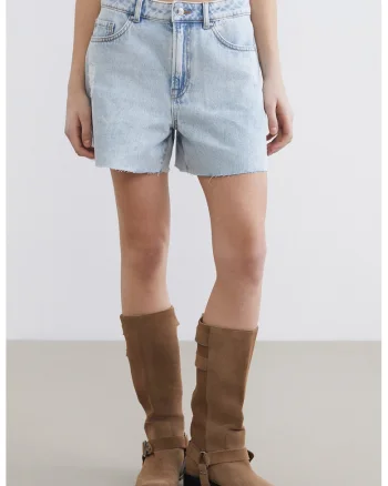Pantaloni scurti din denim cu buzunare, Albastru deschis