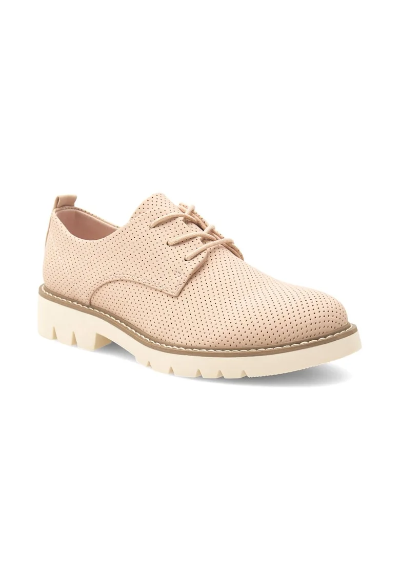 Pantofi oxford dama,  302148, Piele ecologica, Roz