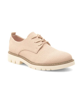 Pantofi oxford dama,  302148, Piele ecologica, Roz