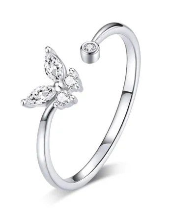 Inel reglabil argint 925, JW1851, model fluture, placat cu rodiu