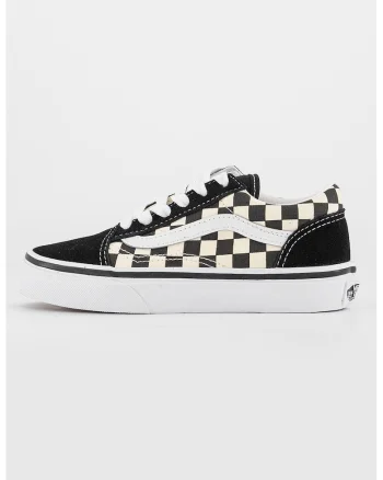 Tenisi cu garnituri de piele intoarsa si model Old Skool, Alb/Negru