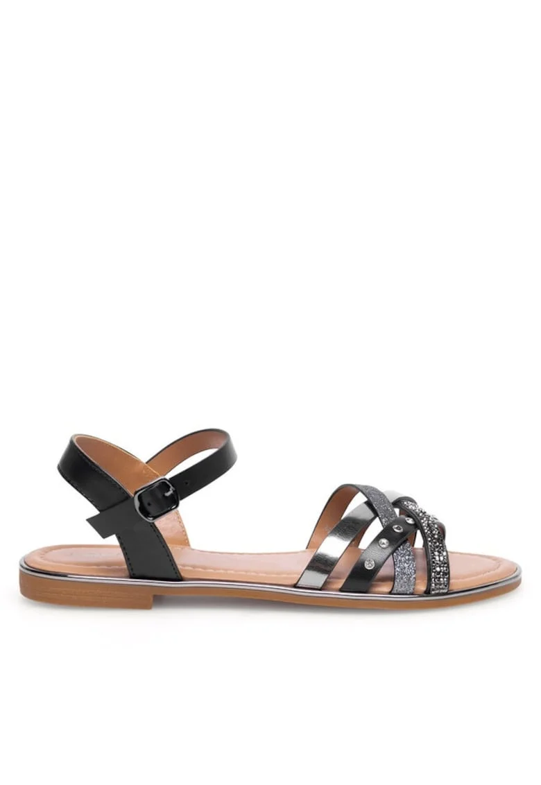 Sandale dama,  Sintetic, Negru, Negru