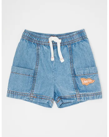 Pantaloni scurti de denim cu buzunare laterale, Albastru deschis