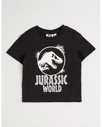 Tricou de bumbac cu imprimeu contrastant, Negru/Alb murdar