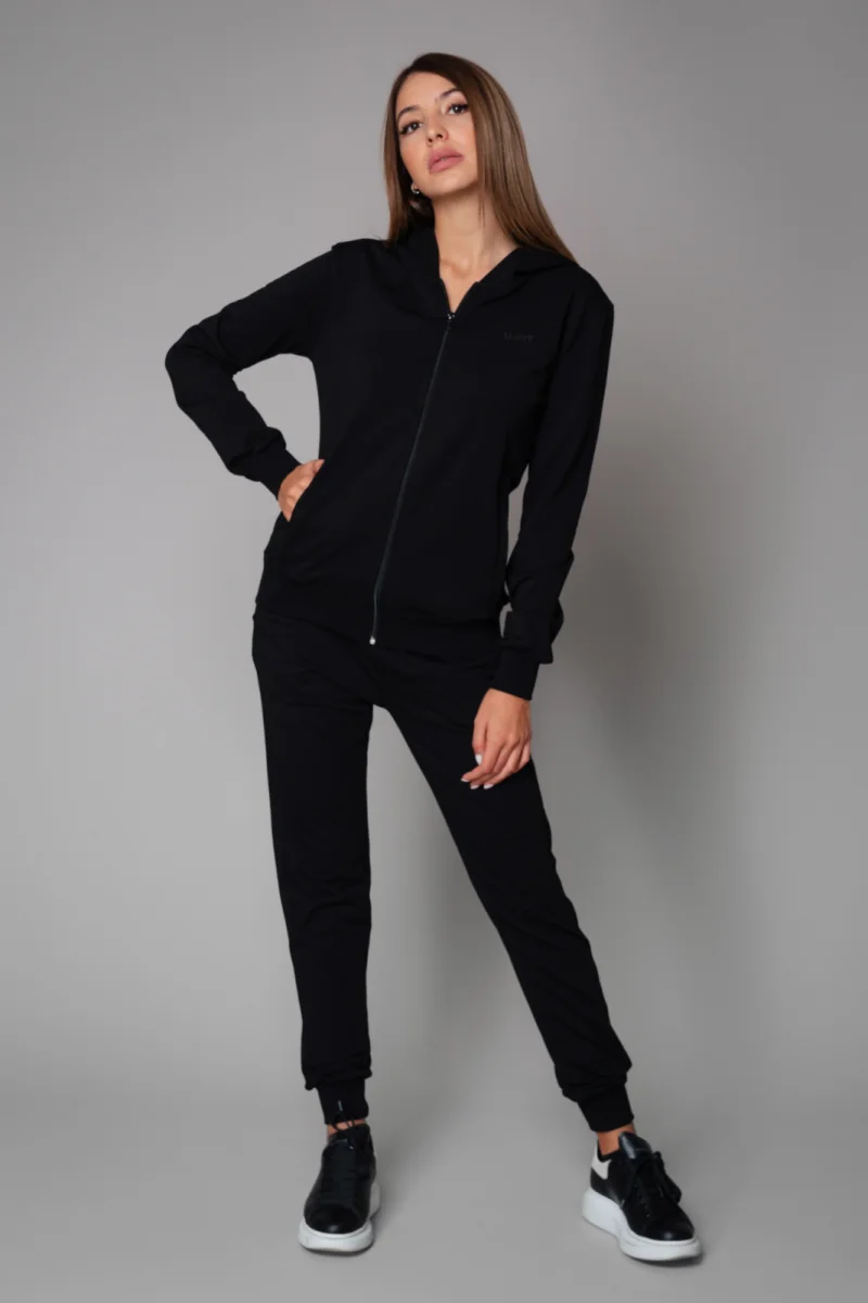 Set HyperA hanorac cu fermoar si pantalon Black II