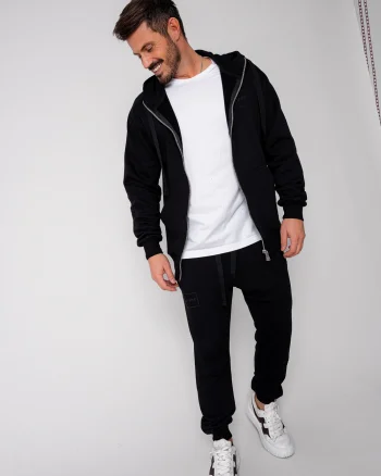 Set Rock hanorac cu fermoar si pantalon conic New Black
