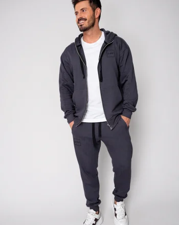 Set Rock hanorac cu fermoar si pantalon conic New Grey Antracite