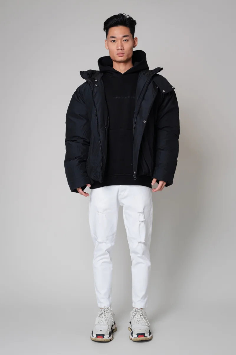 Geaca cu fermoar si gluga Huge Oversized Black