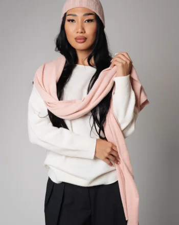 Fular din mix de lana si casmir Light Rose