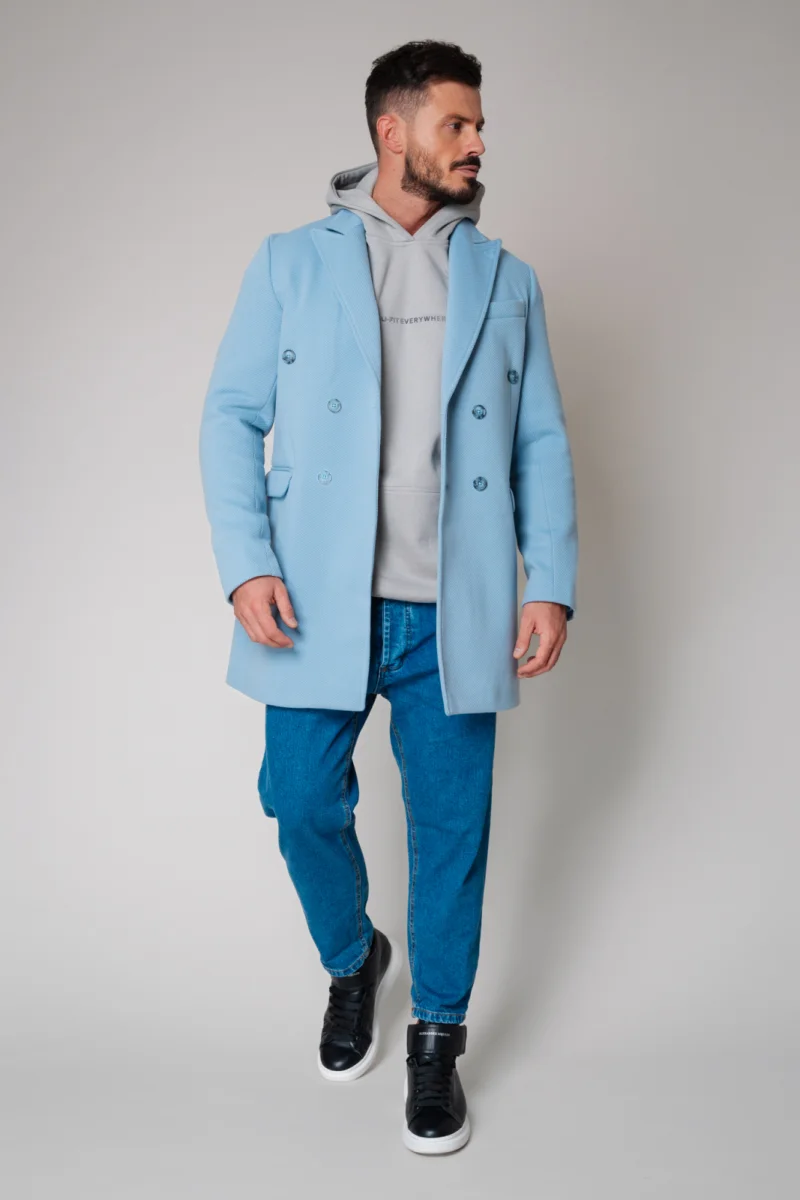 Palton cu nasturi Sky Blue