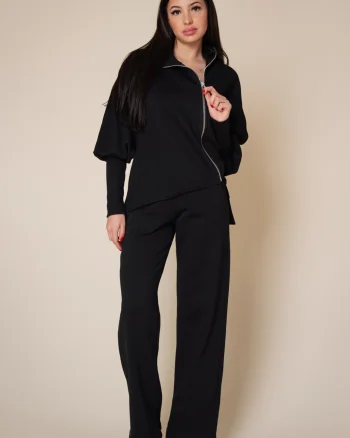 Set Mirou Jacheta cu fermoar si pantalon Black