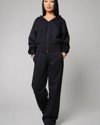 Set Volla hanorac cu fermoar si pantalon lung Black