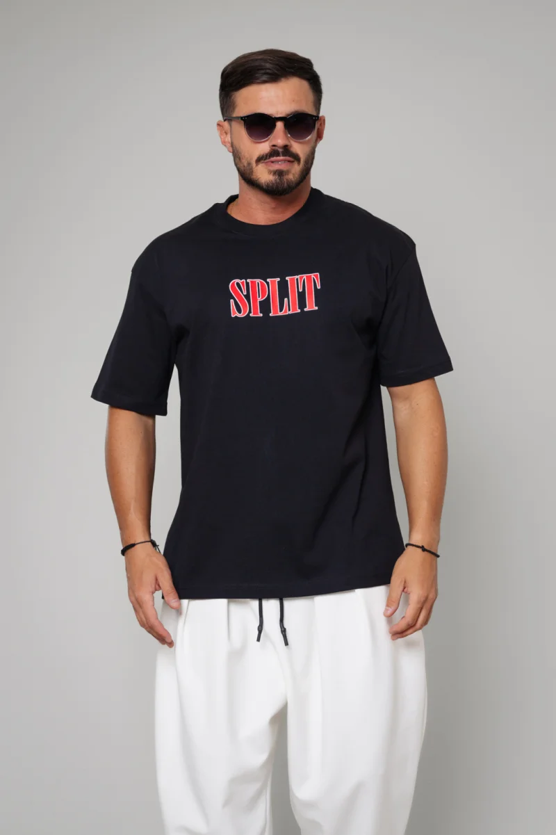 Tricou Barbati Split Oversized Black
