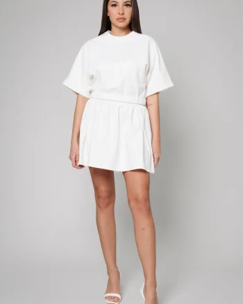 Set Amara Tricou Oversized si fusta scurta Off White