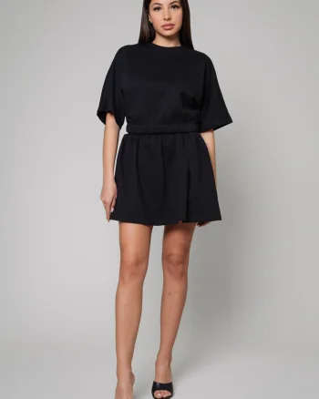 Set Amara Tricou Oversized si fusta scurta Black