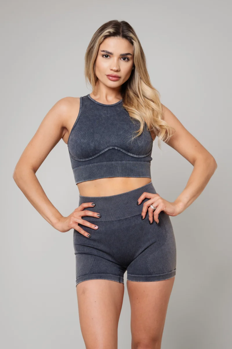 Set Bustiera si colant scurt de sport Grey Anthracite