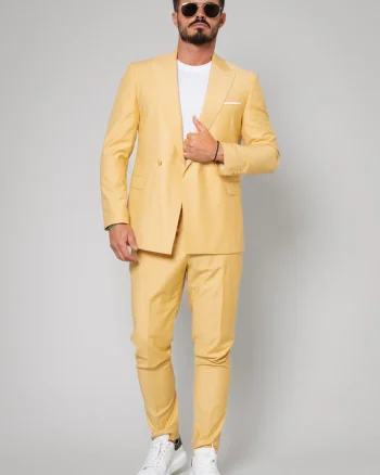 Costum sacou si pantalon lung Light Yellow