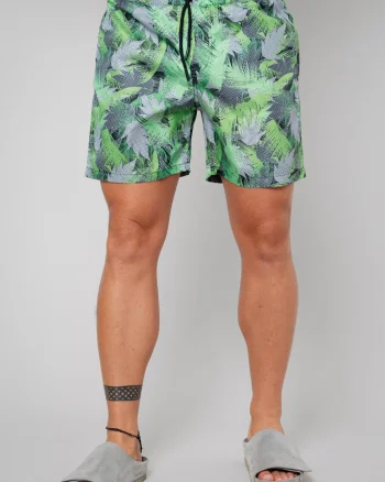 Pantaloni scurt de baie Leaves Green