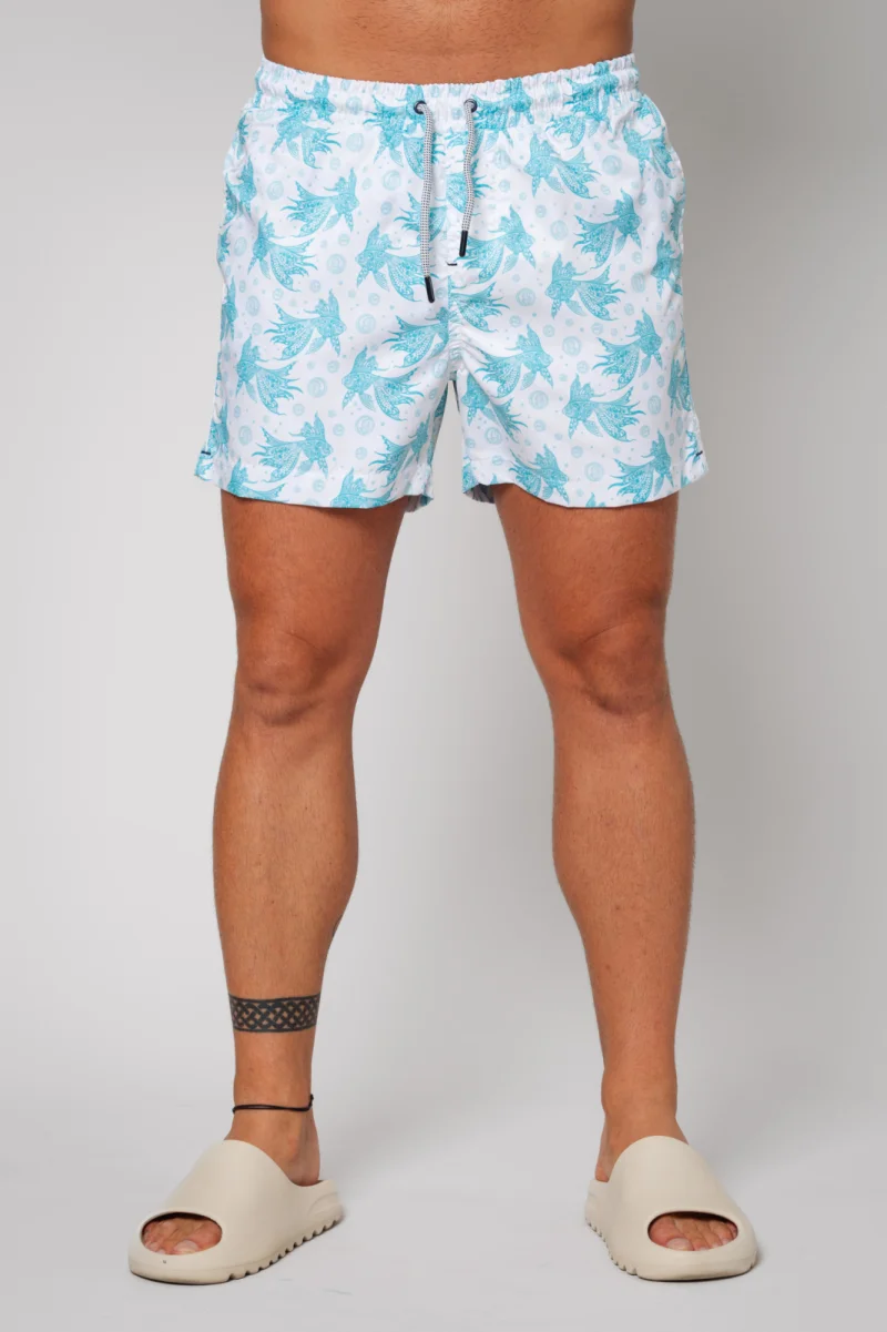 Pantaloni scurt de baie Fish White