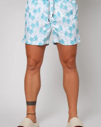 Pantaloni scurt de baie Fish White