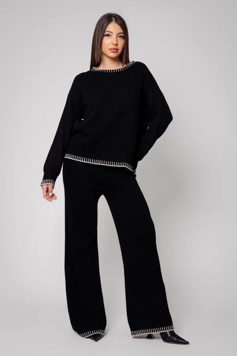 Set Talline din mix de lana si casmir Black