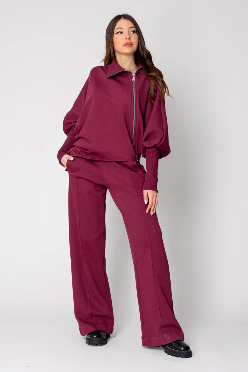Set Mirou Jacheta cu fermoar si pantalon Burgundy