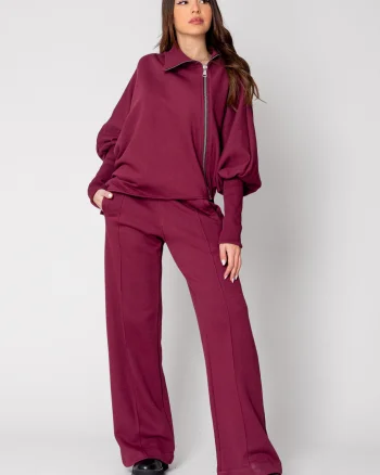 Set Mirou Jacheta cu fermoar si pantalon Burgundy