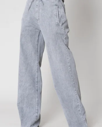 Blugi lungi din denim cu elastic Light Grey