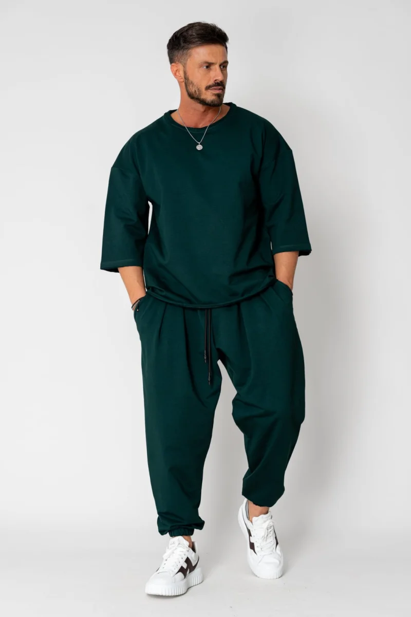 Set Flex Tricou Oversized si pantalon Baggy Bottle Green