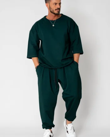 Set Flex Tricou Oversized si pantalon Baggy Bottle Green