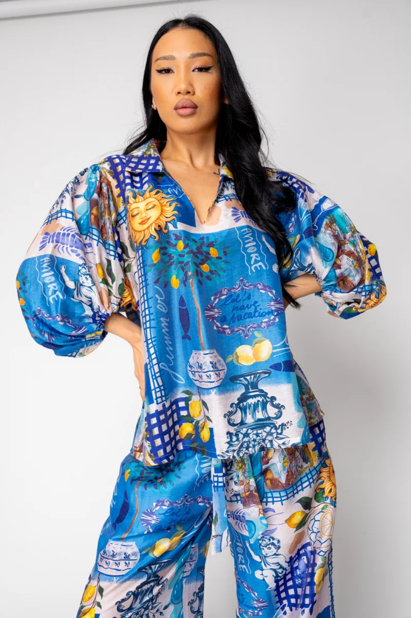 Set Capri bluza si pantalon lung print lamai