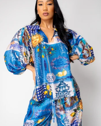 Set Capri bluza si pantalon lung print lamai