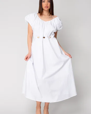 Rochie lunga cordon cu detalii ornamentale White