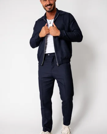 Set Toscano Jacheta cu fermoar si pantalon lung Navy
