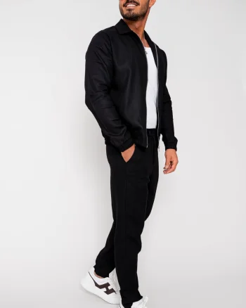 Set Toscano Jacheta cu fermoar si pantalon lung Black