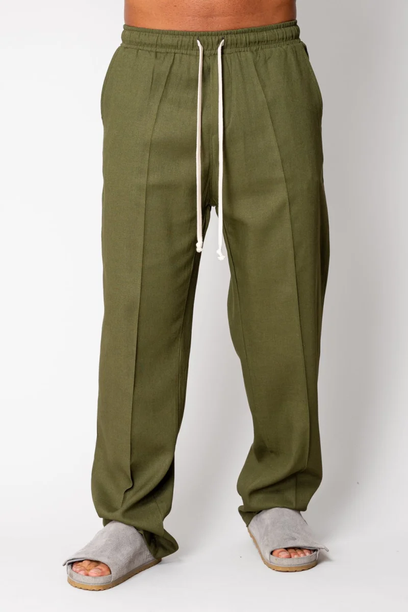 Pantaloni lung din IN cu snur Kaki