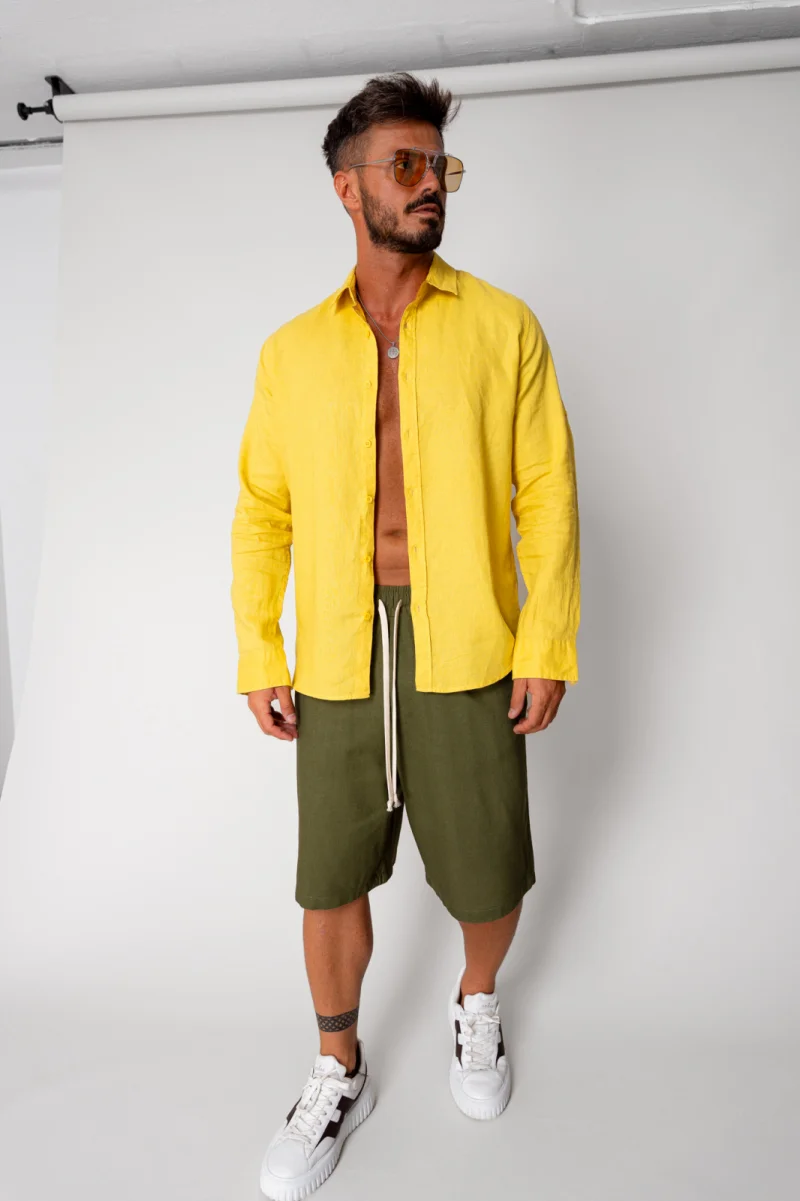 Pantaloni scurt din IN cu snur Kaki