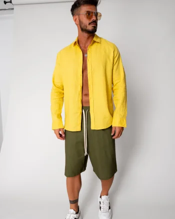 Pantaloni scurt din IN cu snur Kaki