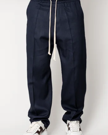 Pantaloni lung din IN cu snur Navy