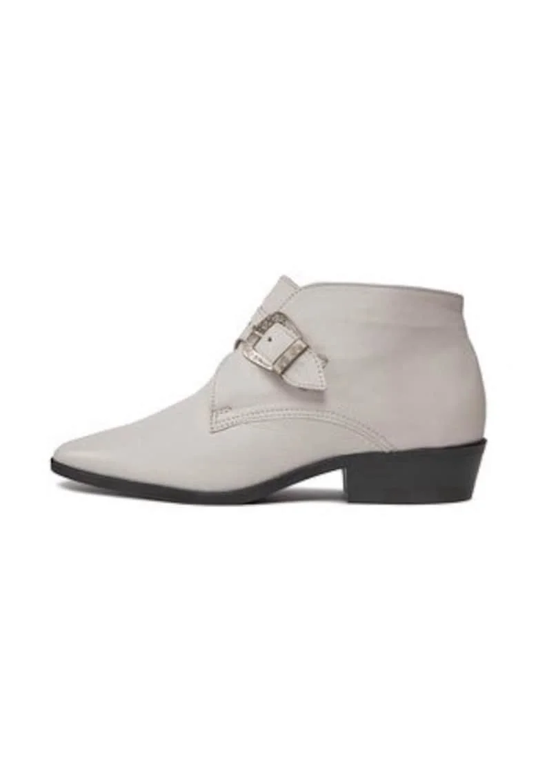 Ghete dama  Cowboy, piele naturala, alb,