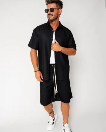 Set Lion din In camasa si pantalon scurt Black