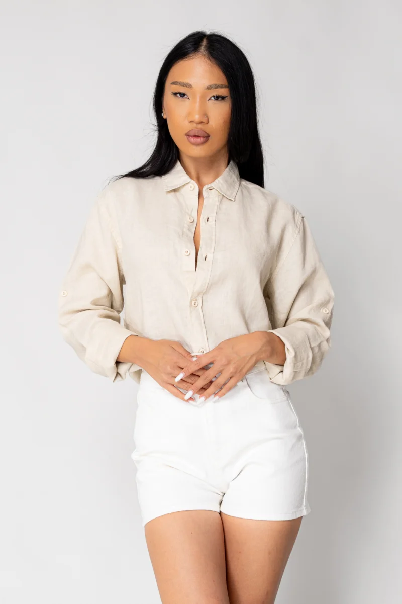Camasa Boyfriend dIn 100% In Light Beige