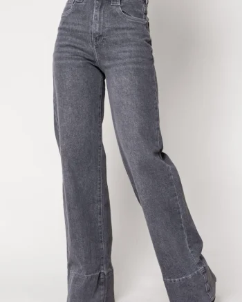 Blugi elastici largi din denim Grey